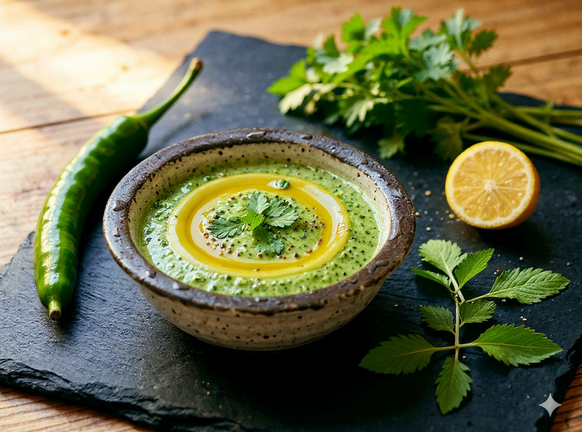 Green Mint Coriander Chutney Dip